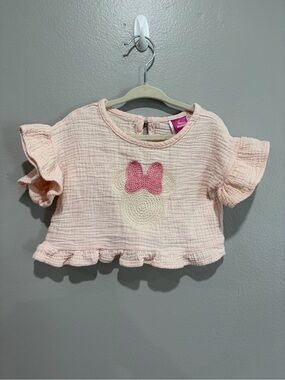 100% Cotton Disney Ruffle Baby Top with Minnie Applique